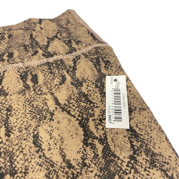 Snakeskin Gym Shorts Black and Brown Snake Print Workout Yoga Bottoms, Small New - Picture 2 of 9